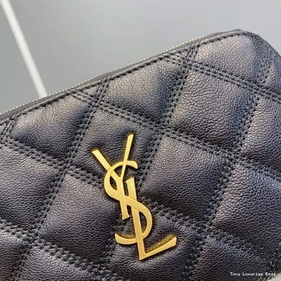 Tony Luxuries QUILTED LAMBSKIN POUCH IN DOUBLE-ZIP YSL BECKY 0524